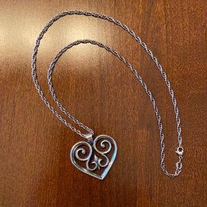Retired James Avery French Scroll Heart Pendant with Sterling Silver Chain